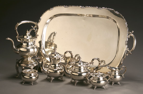 Appraisal: Japanese Sterling Six-Piece Coffee and Tea Service with Tray Hirata