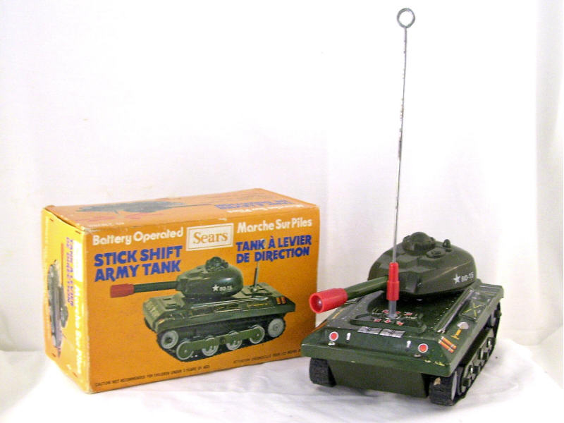 Appraisal: Sears Stick Shift Army Tank Battery operated tin and plastic