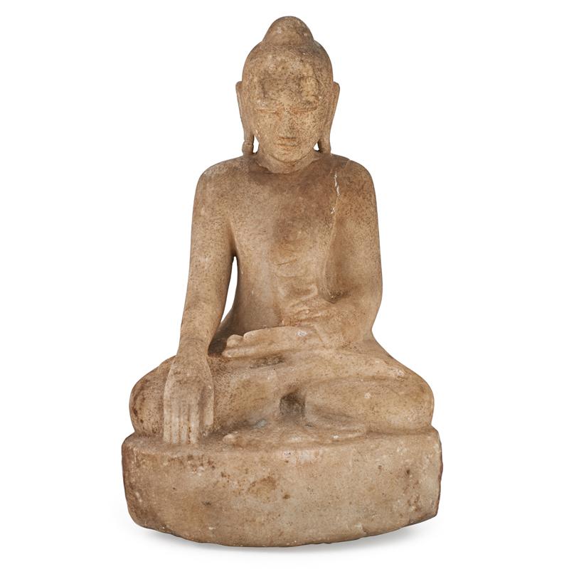 Appraisal: THAI MARBLE FIGURE A Buddha in the lotus position th