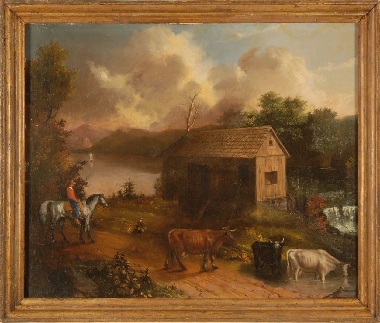 Appraisal: ALFRED A HARTAmerican - Early American farm scene Signed and