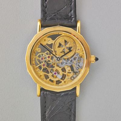 Appraisal: VACHERON CONSTANTIN K GOLD SKELETON WATCH Ladies mechanical wristwatch with