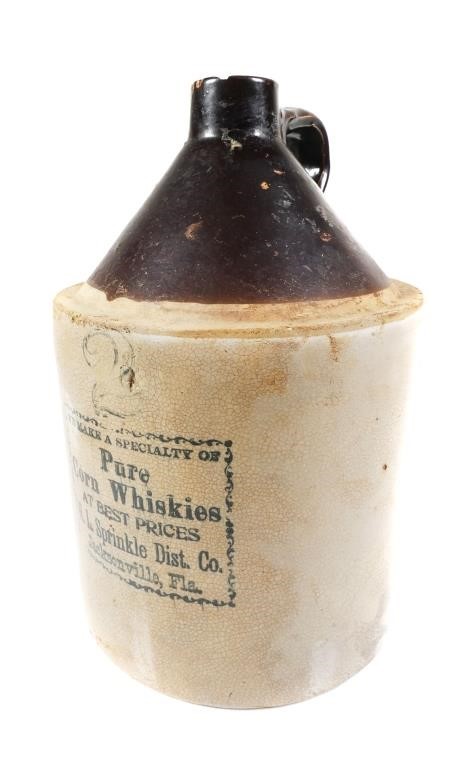 Appraisal: Antique -gallon jug crock tall Pure Corn Whiskies by H