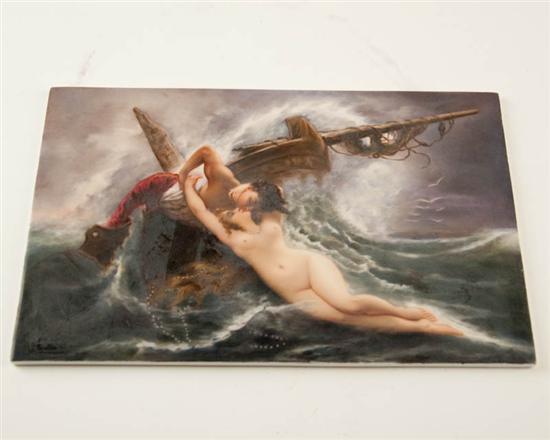 Appraisal: A KPM Handpainted Porcelain Plaque the scene is of a