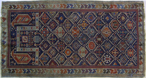 Appraisal: Shirvan prayer rug ca with repeating medallions on a navy