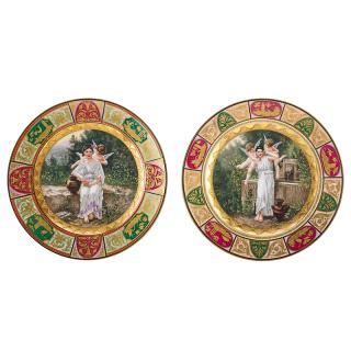 Appraisal: PAIR OF VIENNA PORCELAIN CABINET PLATES Jeunesse and Premiere Reverie