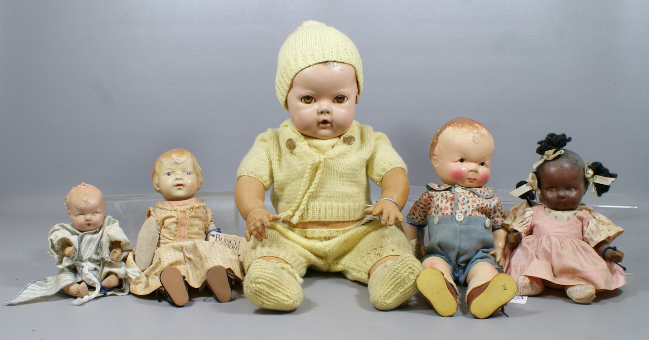 Appraisal: th Century American Dolls largest is a Eff-an-bee Dy-dee-baby together