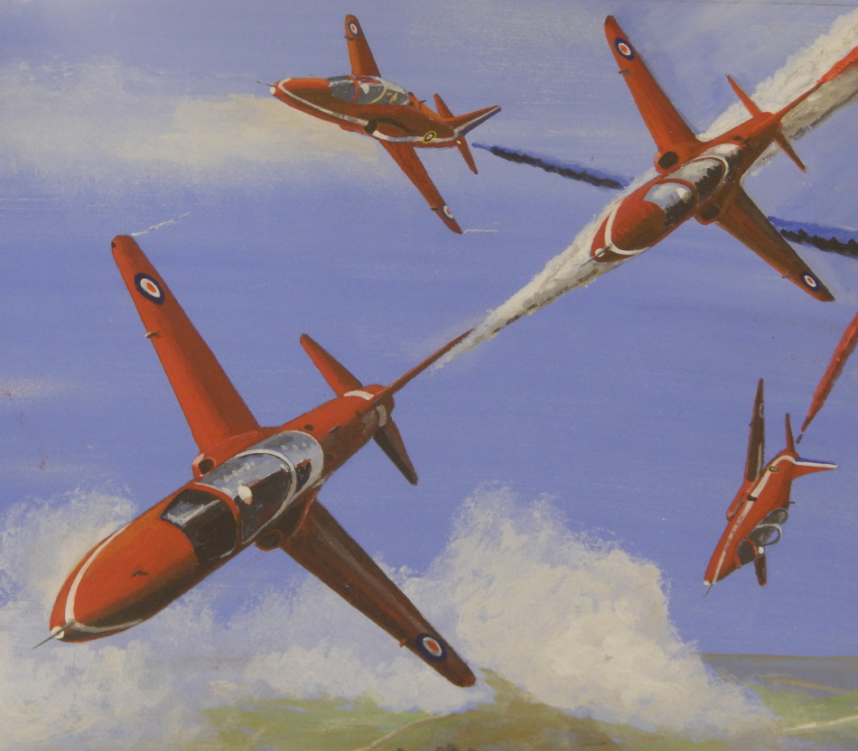 Appraisal: Peter Hewett The Red Arrows In Flight pastel signed and