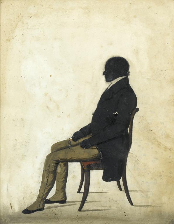 Appraisal: ENGLISH SCHOOL C A GENTLEMAN IN SILHOUETTE seated full length