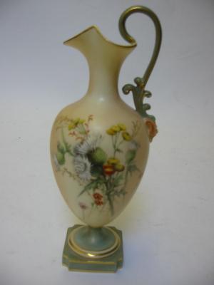 Appraisal: A ROYAL WORCESTER PORCELAIN EWER of ovoid form with high