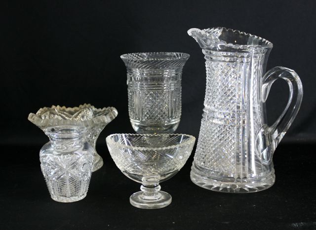 Appraisal: A collection of mid Victorian glass comprising a diamond cut