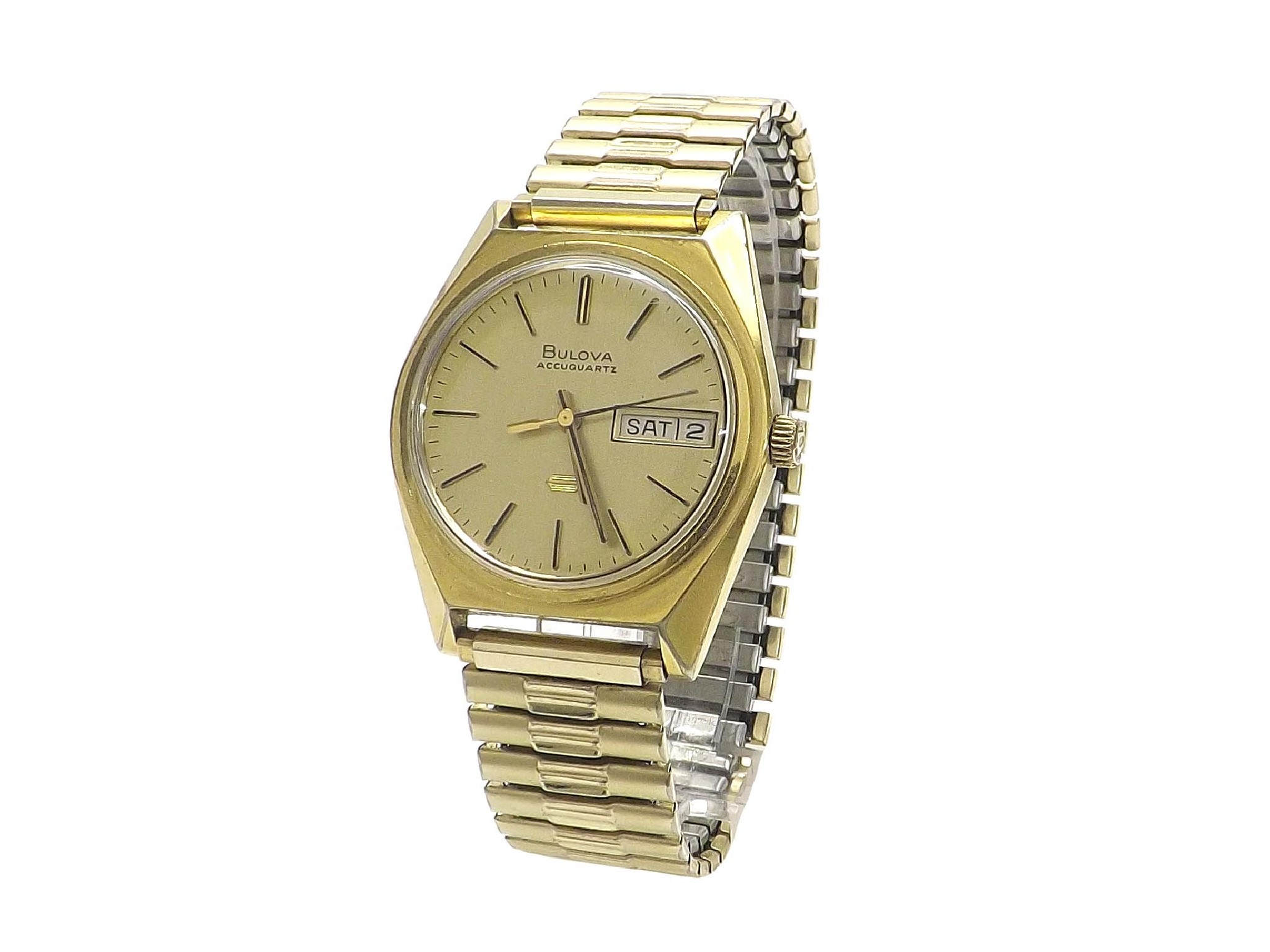 Appraisal: Bulova Accuquartz gold plated and stainless steel gentleman's bracelet watch