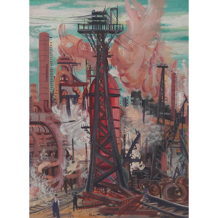 Appraisal: Rudolph T Pen American - ''Industrial Scene '' c watercolorand