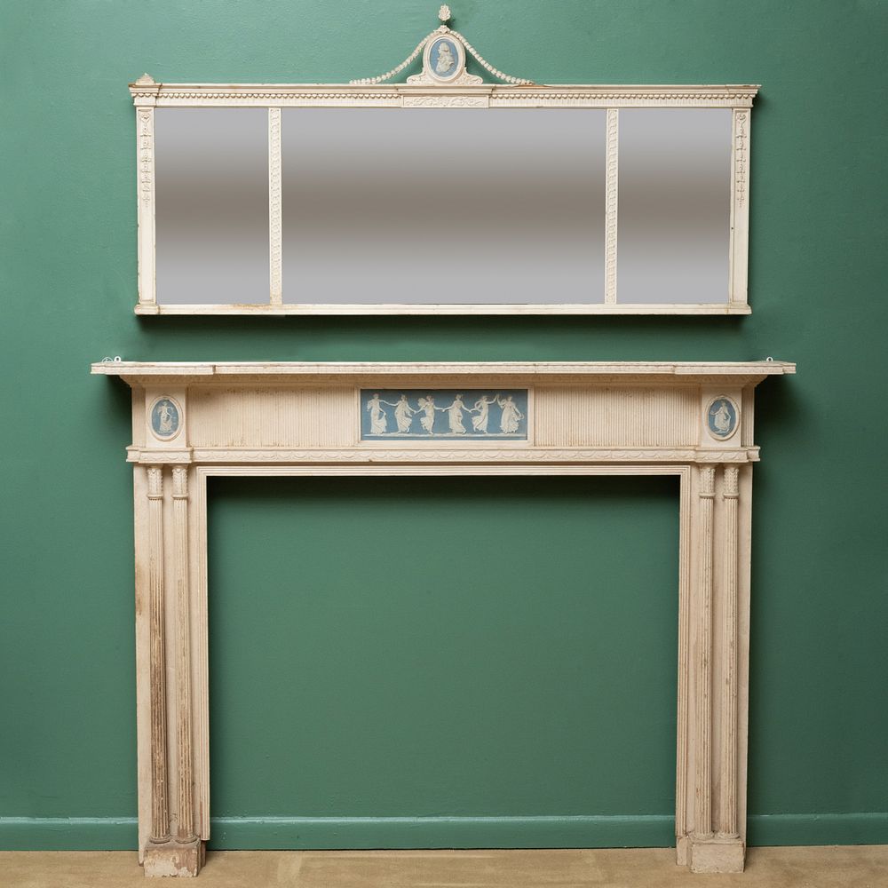 Appraisal: George III Style White Painted and Jasparware Mantelpiece ft in