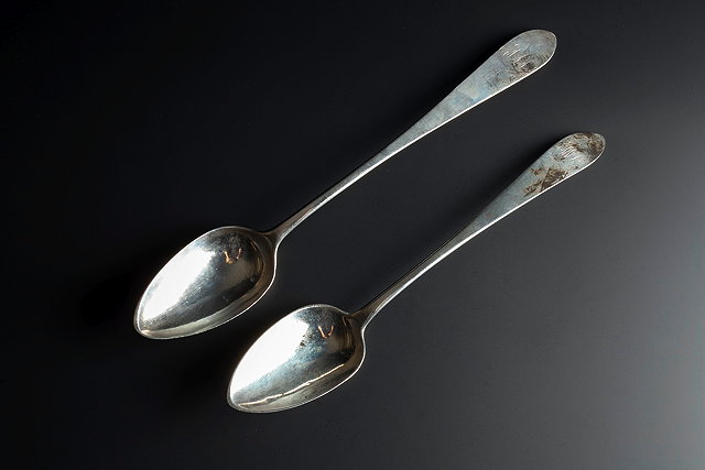 Appraisal: A CELTIC POINT SILVER SERVING SPOON crested by Joseph Gibson