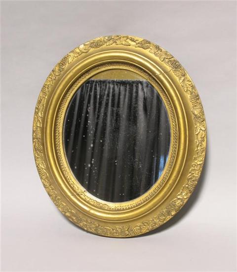 Appraisal: TWO SMALL OVAL GOLD PAINTED MIRRORS h w d in