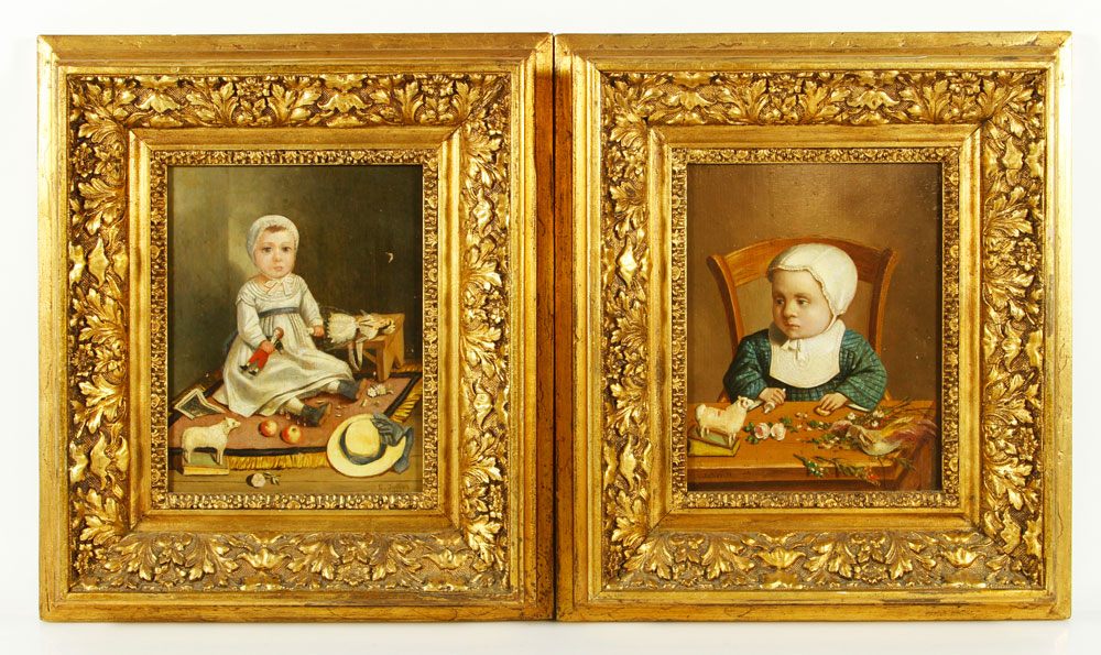 Appraisal: - Pr French Portraits of Children O P Pair of