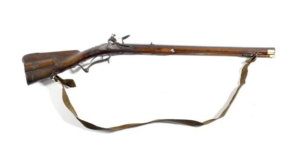 Appraisal: FLINTLOCK RIFLE German circa Blued octagonal barrel L cm Set