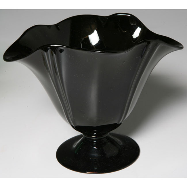 Appraisal: Steuben vase footed form in black glass unmarked w x