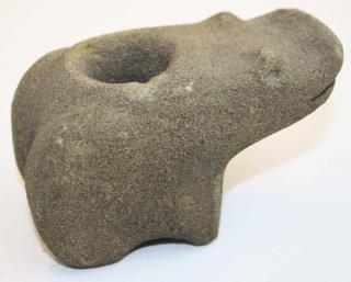 Appraisal: ground stone animal effigy pipe length ground stone animal effigy