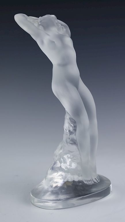 Appraisal: Lalique French Art Glass Figural Nude Sculpture Lalique French crystal