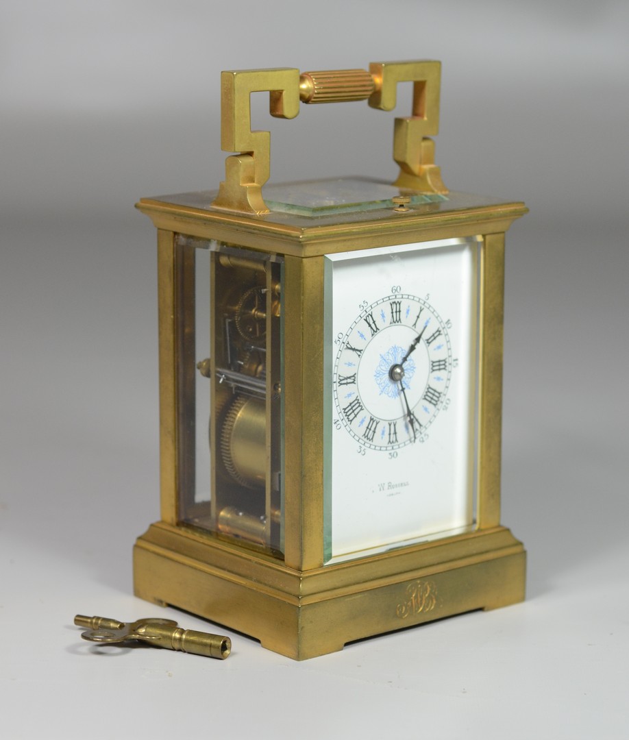 Appraisal: French hour repeating carriage clock beveled glass panels all around