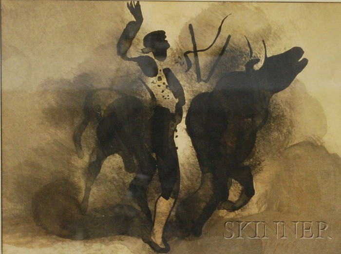 Appraisal: Manolo Ruiz-Pipo Spanish - Matador and Bull Signed and dated