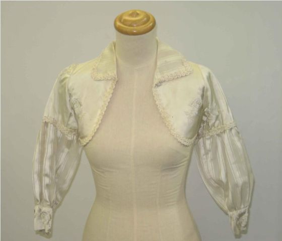 Appraisal: Bolero in embroidered cream tafetta circa probably home made some