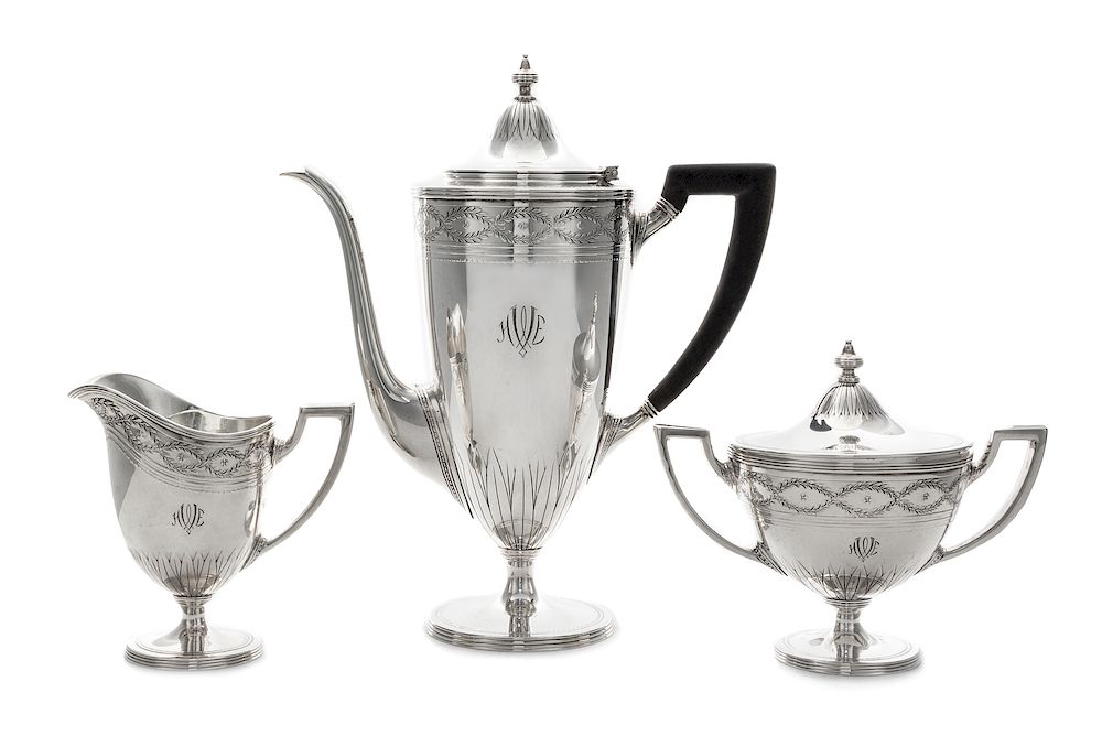 Appraisal: A Tiffany Co Silver Three-Piece Coffee Service An American Silver