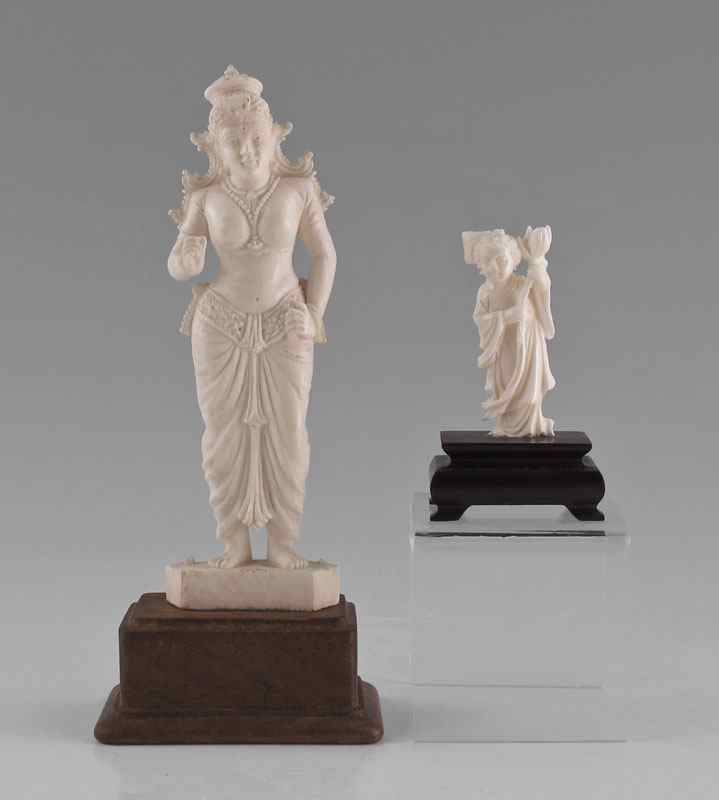 Appraisal: CARVED IVORY HINDU FIGURE Carved ivory Hindu goddess '' h