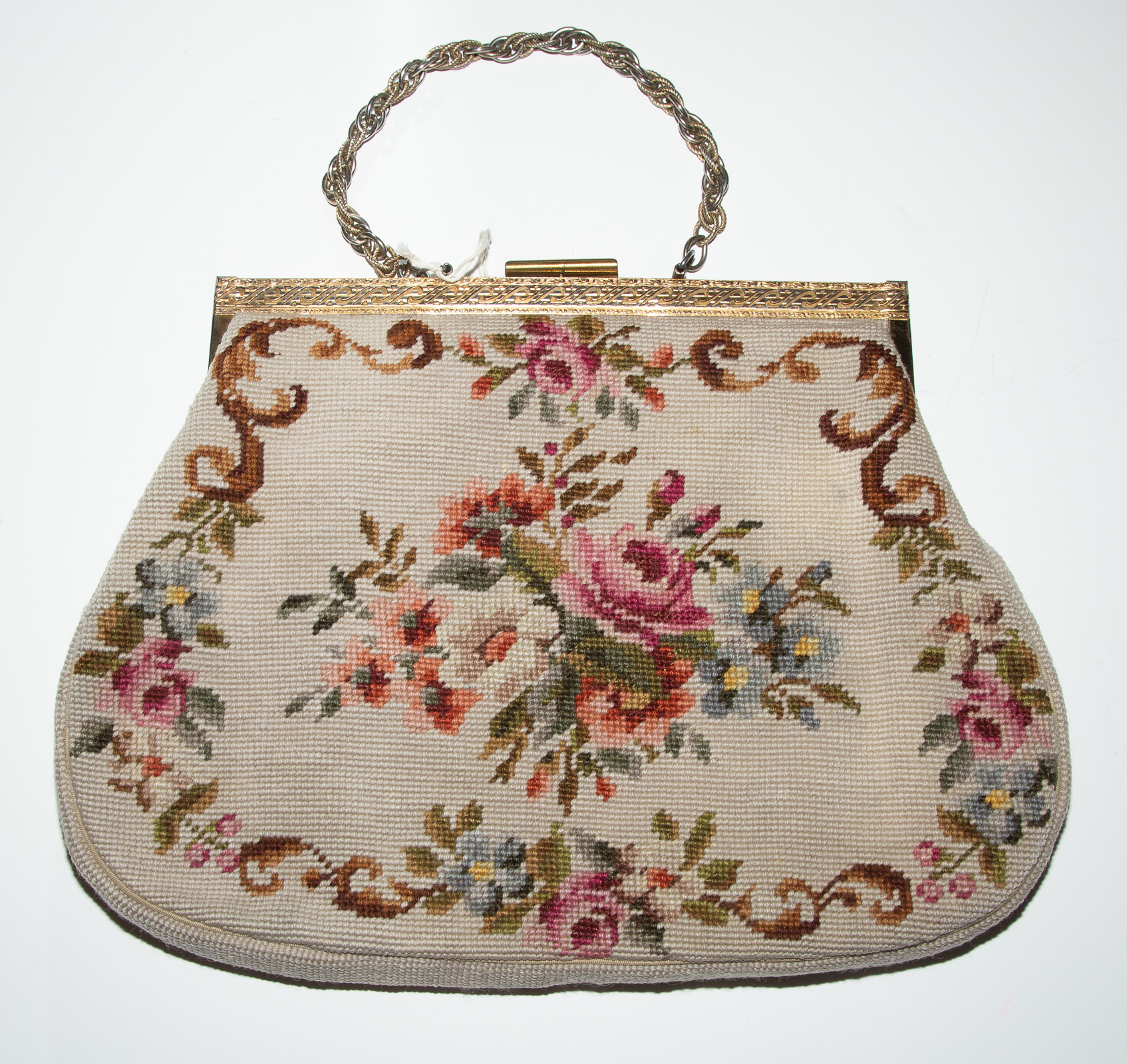 Appraisal: VINTAGE WOOL TAPESTRY HANDBAG in H in W