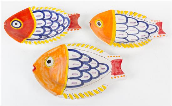 Appraisal: Sale Lot Three Italian Ceramic Fish Form Platters Length inches