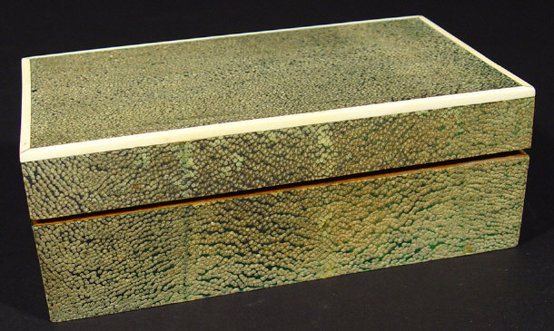 Appraisal: Rectangular Shagreen cigarette box with twin divisional interior cm in