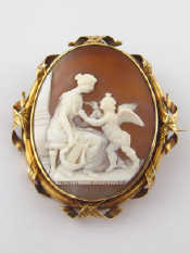 Appraisal: An antique carat gold cased carved shell cameo brooch signed