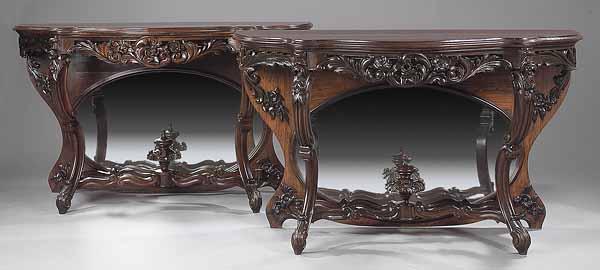 Appraisal: A Pair of Continental Rococo Revival Carved Rosewood and Rosewood