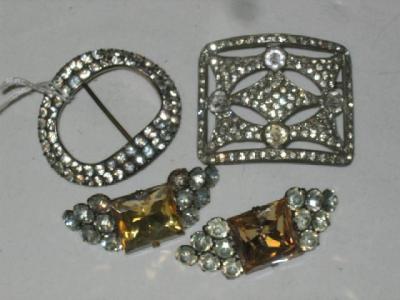 Appraisal: A PAIR OF PASTE BUCKLES centrally set with a square