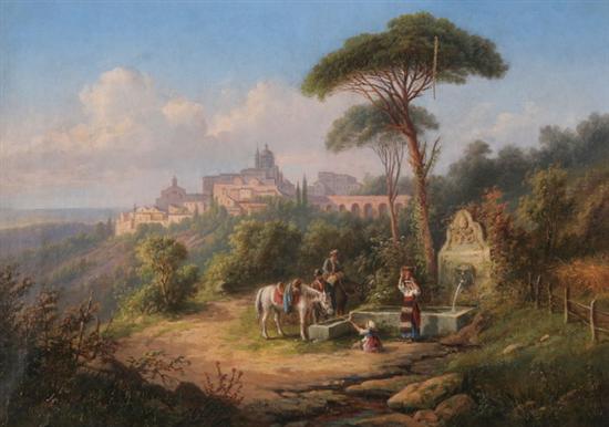 Appraisal: ITALIAN SCHOOL th century ARICCIA WITH VIEW OF SAN NICOLO