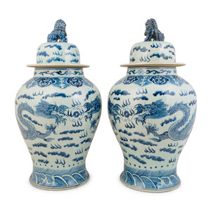 Appraisal: A Large Pair of Chinese Export Blue and White Porcelain