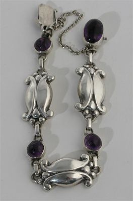 Appraisal: A Georg Jensen silver and amethyst link bracelet model no