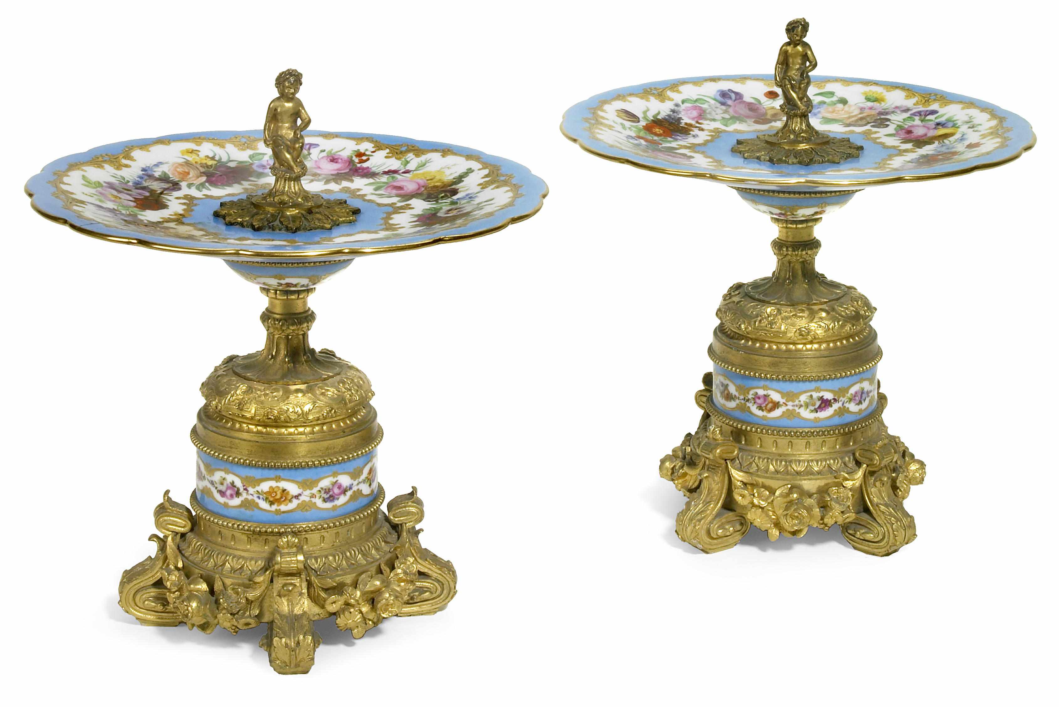 Appraisal: A pair of Svres style porcelain and gilt bronze compotes