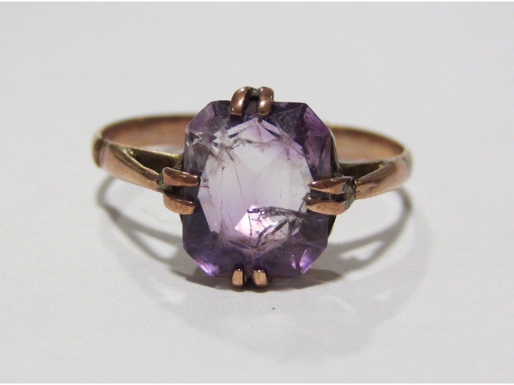 Appraisal: Rose gold amethyst single stone ring shank snapped