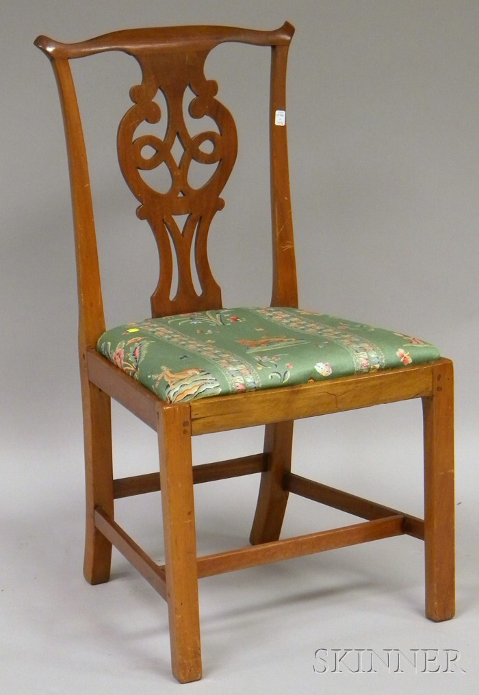 Appraisal: Chippendale Walnut Side Chair with Upholstered Slip Seat