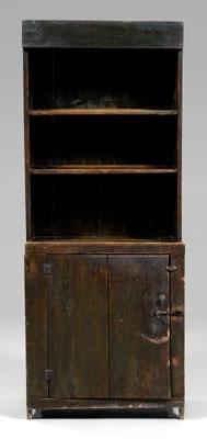 Appraisal: Southern step-back cupboard yellow pine throughout undisturbed backboards with cut