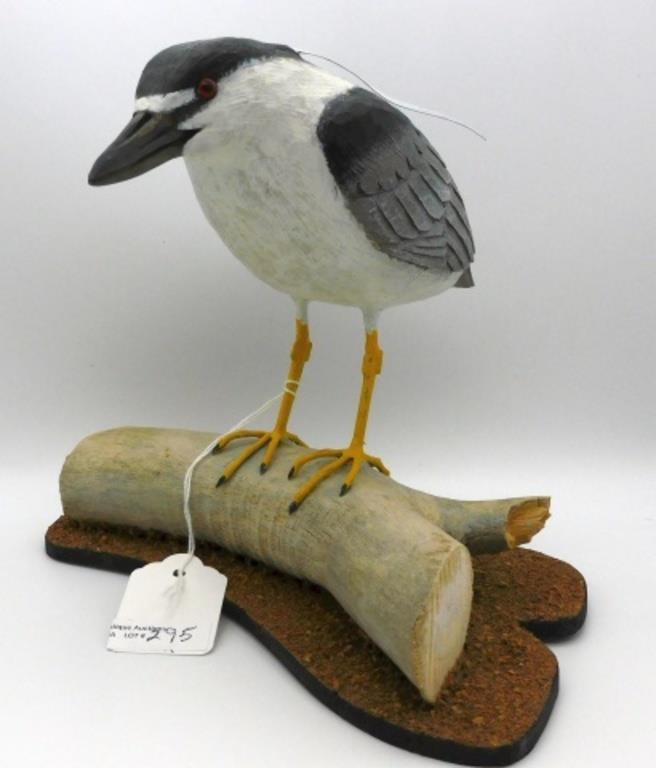 Appraisal: STAN SPARRE DENNIS MA CARVED AND PAINTED BLACKcrowned night heron