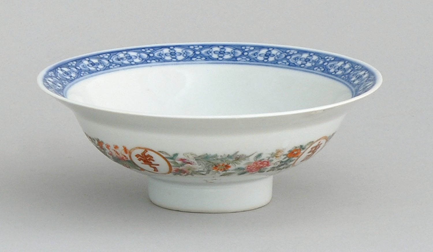 Appraisal: BLUE AND WHITE PORCELAIN FOOTED BOWL th CenturyDecorated on interior