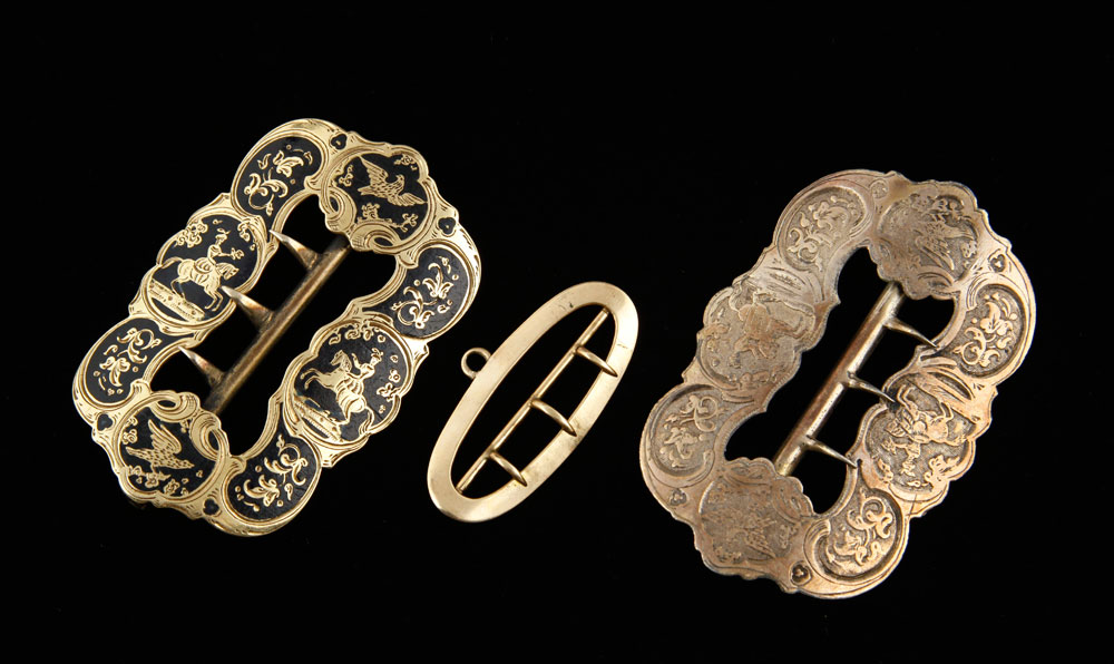 Appraisal: - Assorted Gold Buckles Assorted gold buckles to include K