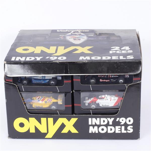 Appraisal: Display Box with Onyx Indy ' Models Many signed signatures