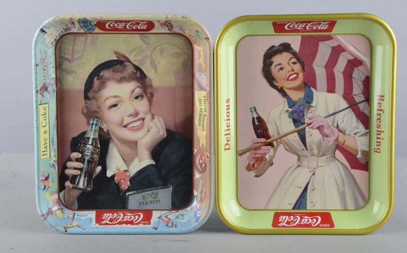 Appraisal: Lot Of Coca Cola Tin Serving Trays Including - Circa