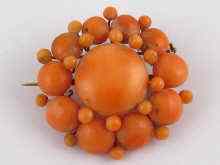 Appraisal: A Victorian yellow metal tests carat gold coral bead brooch