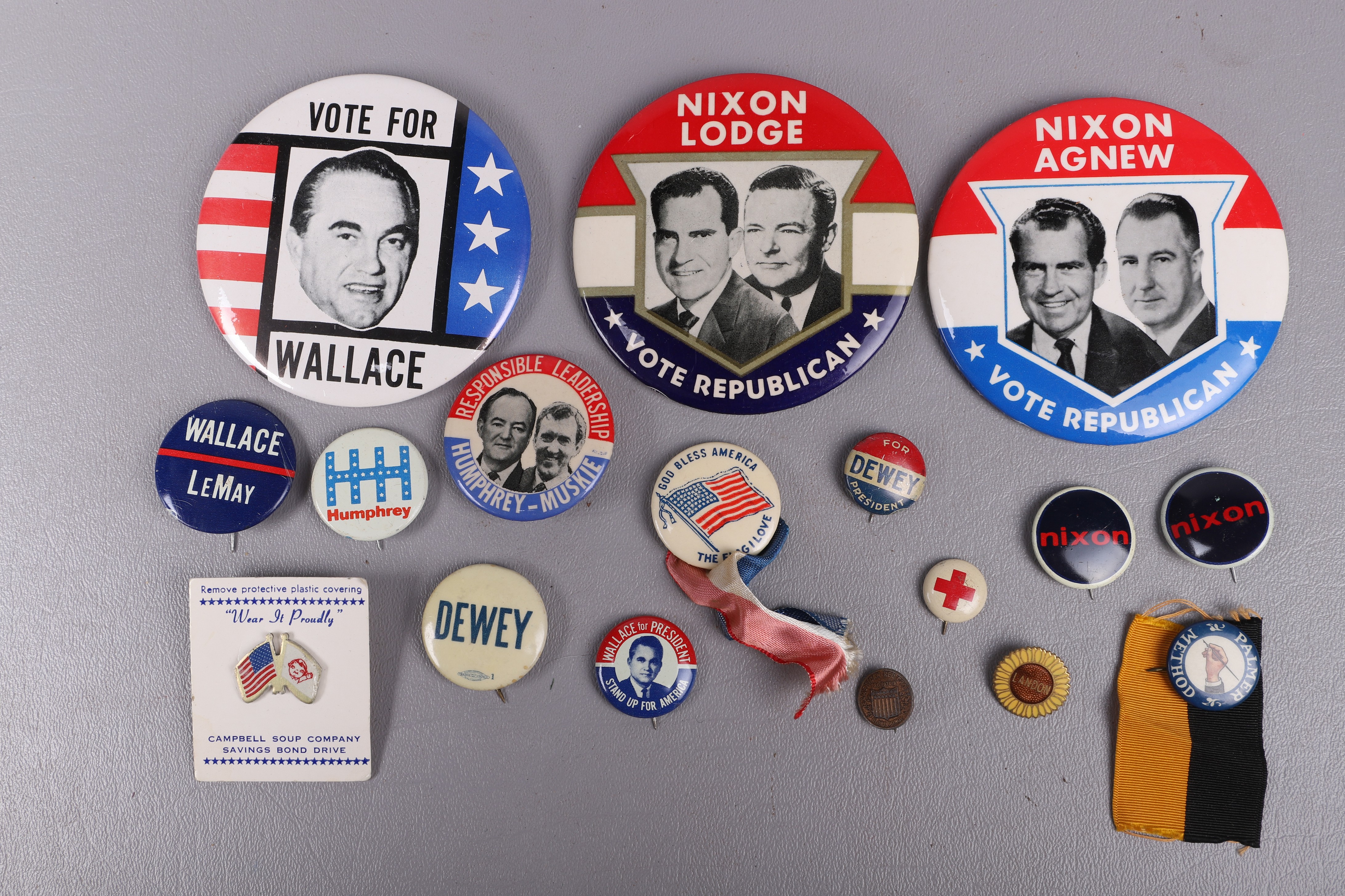 Appraisal: Campaign other pins including Nixon Lodge Nixon Agnew Humphrey Wallace