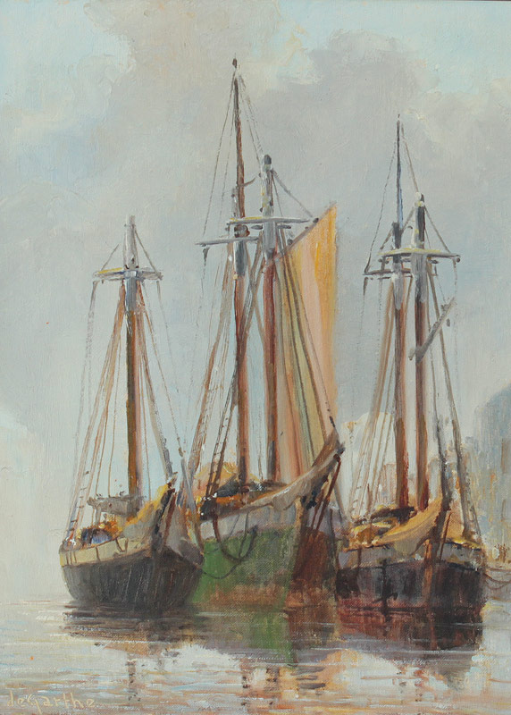 Appraisal: DE GARTHE William Edward Canadian - Three Fishing Boats at